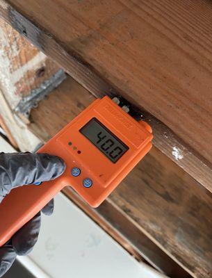 The wooden structure moisture reading is at the limit. The normal moisture content is under 15%