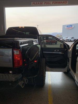 Ford country employee crash into parked vehicle next to my truck when he was moving it