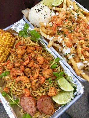 Cajun crawfish noodle And crawfish scampi fries