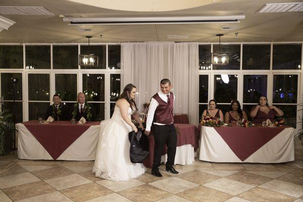 Bride removing the jacket as part of choreo for 1st dance!