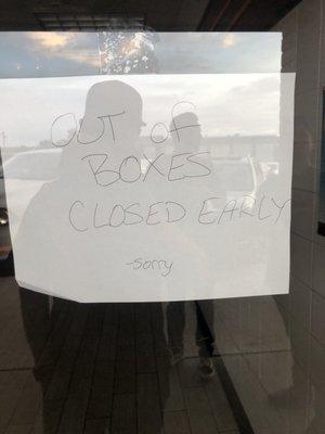 Sign on door.