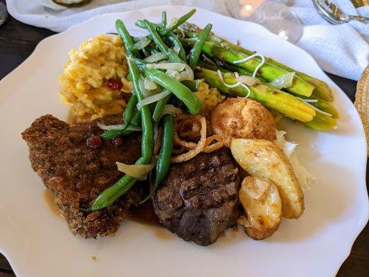 Wedding reception dinner (self-serve) at the Mary Ann Peeples Pavilion at the Coastal Discovery Museum, Hilton Head Island.