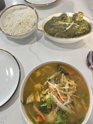 Chicken shyakpa and lamb saag.