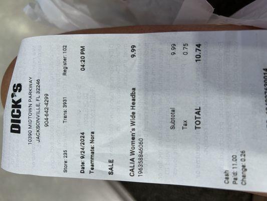 What I was charged for the headband...