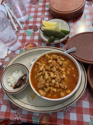 Menudo full bowl was excellent. All honeycomb tripe. The best part of tripe.