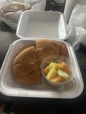 Torta De Asada with a Fruit Cup