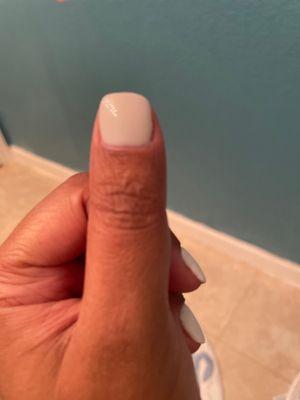 The dip nail was done today and this picture is from today. The gap is very noticeable and it's on more than one nail.