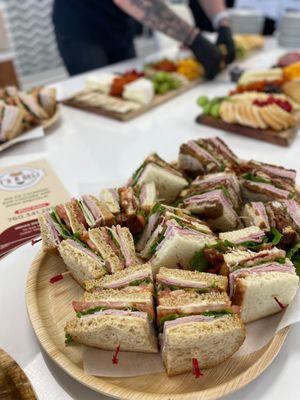 Sandwich platters and charcuterie boards for an event that we catered.