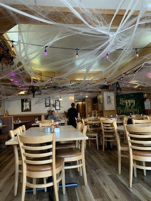 Halloween decorations of the restaurant