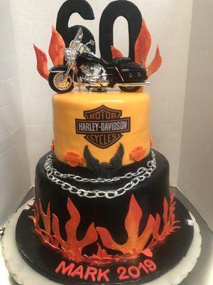 Linda exceeded our expectations on this Harley Davidson themed cake!