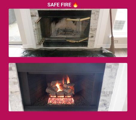 Firebox restoration with new gas logs