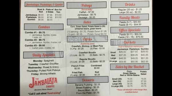 Menu (Not only Jambalaya)