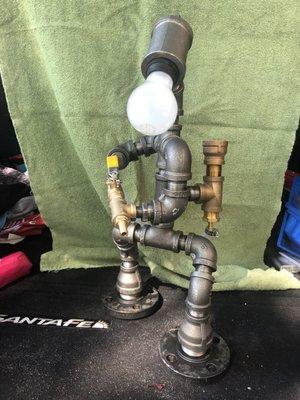 Steampunk Fireman Robot Lamp