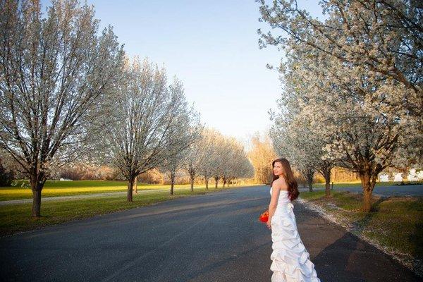 Bride at the entrance of The Carriage House