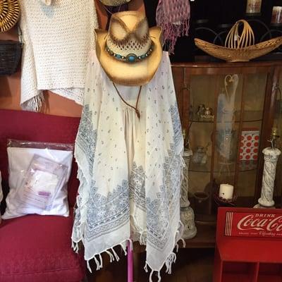 Cool cowboy hat $18 and  kimono in cream $20 did anyone say music festival?