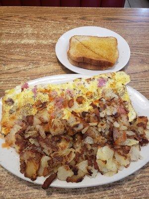 3 meat Omelette and American fries