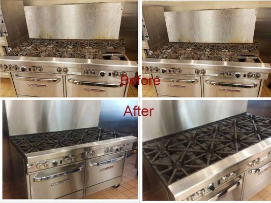 Commercial Stove Cleaning - before and after