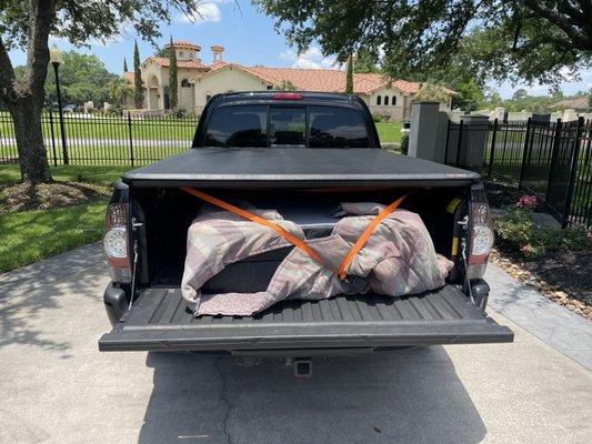 Loaded up for a Sixty mile round trip return. Glad I had a truck.  Sorry I paid for white glove delivery.