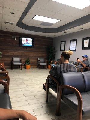 Waiting room with only TV stuck on CNN,  not the most soothing show before ones surgery, very unsettling !