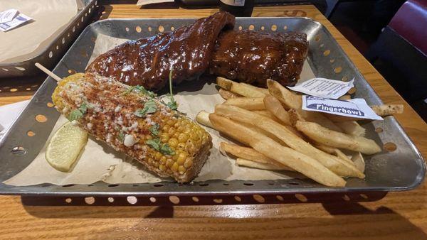 Mixed Imported Spare Ribs, Mexican Street Corn, French Fries