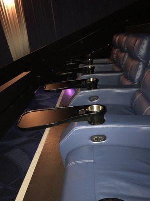 Stadium seating with reclining chairs