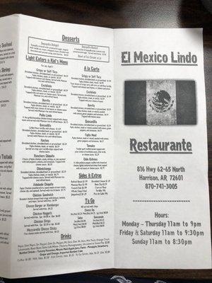 New Covid paper menu and pricing