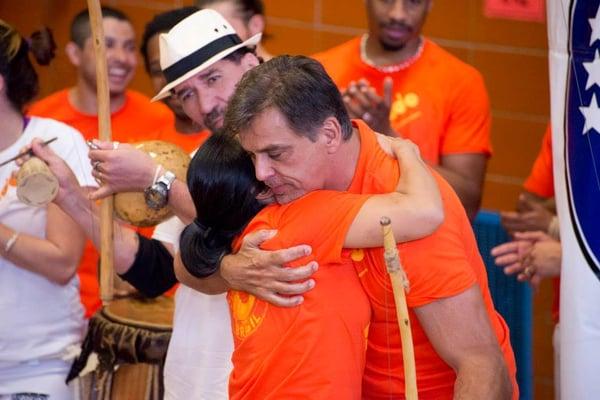 Professora Joy and her Mestre Boneco at the 2015 CBNY Batizado