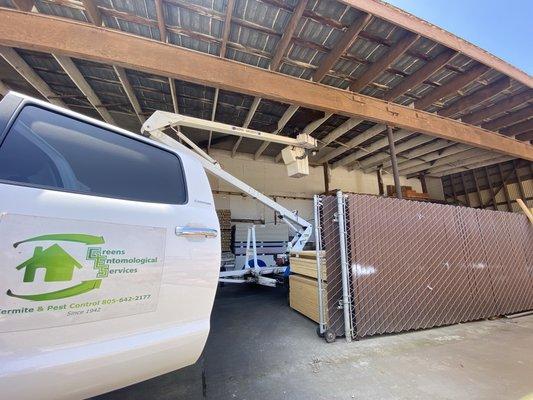 Bird proofing at a lumber yard