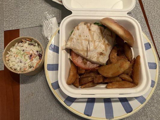 Grilled Mahi-Mahi Sando with Chips (fries) & Coleslaw *GrubHub Delivery*