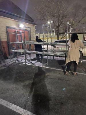 Installation/assembly of restaurant shelves at Outback.