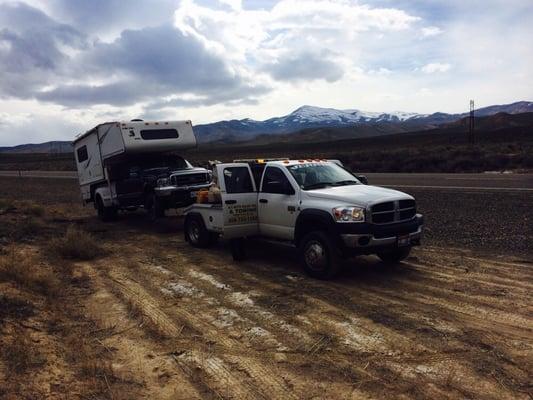 Being towed again back to Twin Fall, ID from Jackpot, NV.