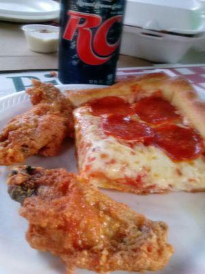 Yummy pizza and wings