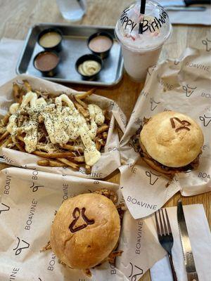 Rodeo, Garlic Fries*, & Vanilla shake