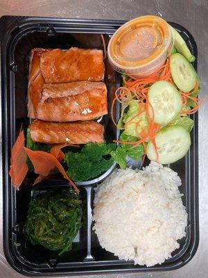 Salmon teriyaki bento box