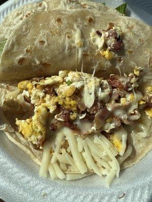 The breakfast taco was large, with actual fresh-griddled bacon