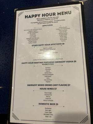 Happy Hour Menu