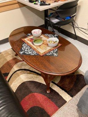 Glass top coffee table