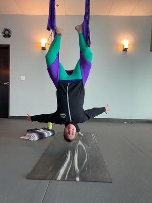 Aerial yoga is fun and supportive. It's accessible for beginners as well.