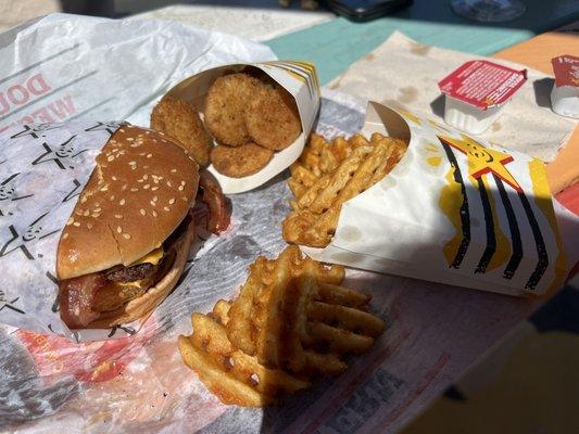 Western Bacon Cheeseburger Fried Zucchini Waffle Fries