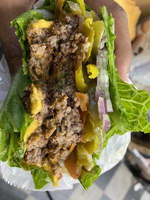 And that is my double double cheeseburger lettuce wrap so yummy