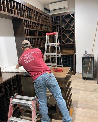 Installing Custom Built 1400 bottle Wine Cellar located in Diamond Bar, CA