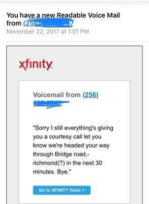 Voicemail Transcript they left