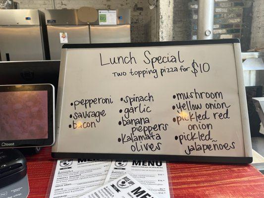 Lunch Special menu