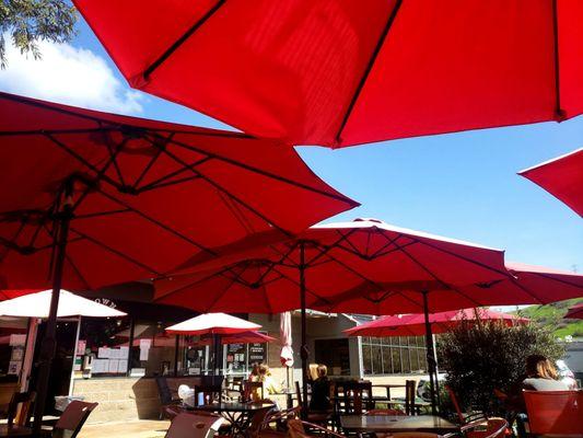 Colorful shaded dining area