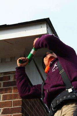 Professional installation of our gutter guard system.