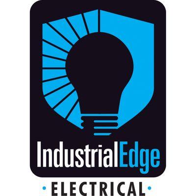 The Industrial Edge Electrical logo features a bold and modern design with a lightbulb symbol at the center, representing inn...