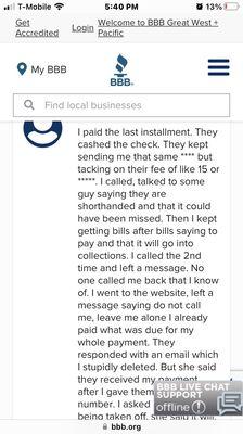 Customer complaint