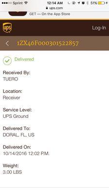 Who is Tuero? I don't live in Doral... Lol! Thanks Indira, for keeping me updated and retrieving my package!