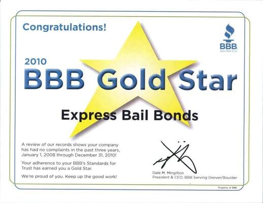 BBB Gold Star Denver Colorado Express Bail Bonds