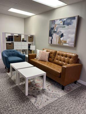 An inviting and relaxing seating area for potential clients and clients alike.